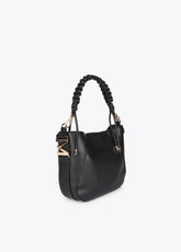 Braided Handle Faux Leather Bag